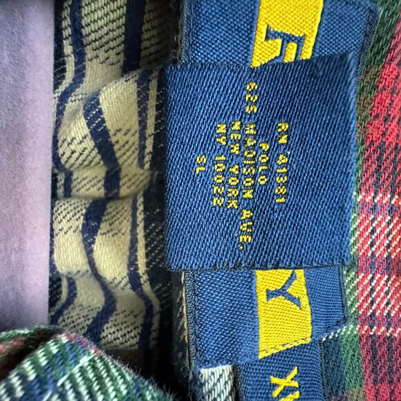 VTG Ralph Lauren Christmas Plaid Rugby Campus Classics Plaid Flannel XL 2004 - Picture 10 of 11